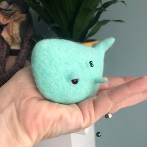 Needle felted whale wall hanging