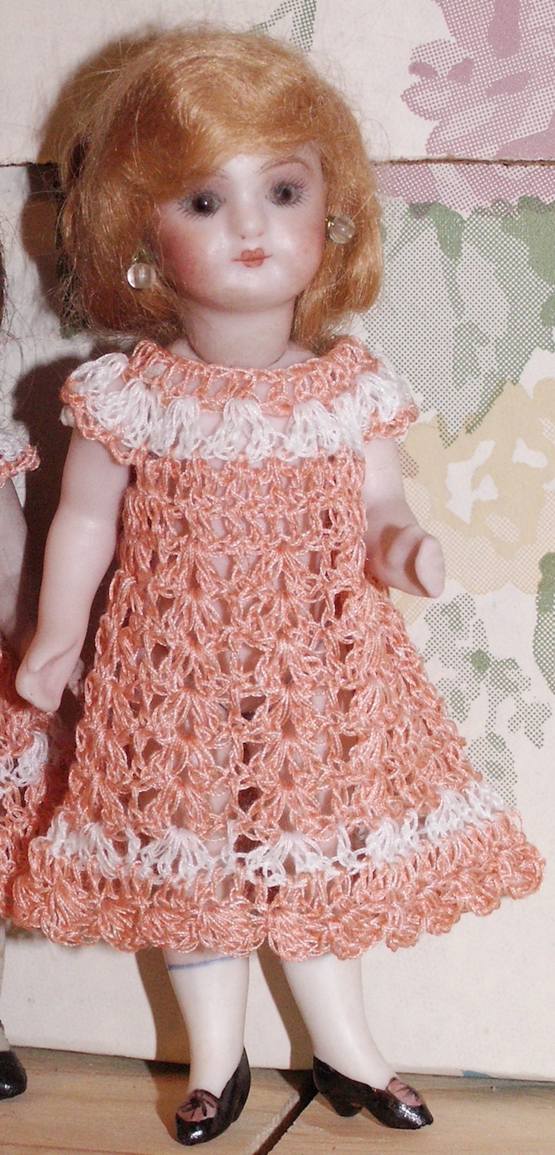 Antique Doll Dress for 5 5.5 Miniature Doll, Apricot Doll