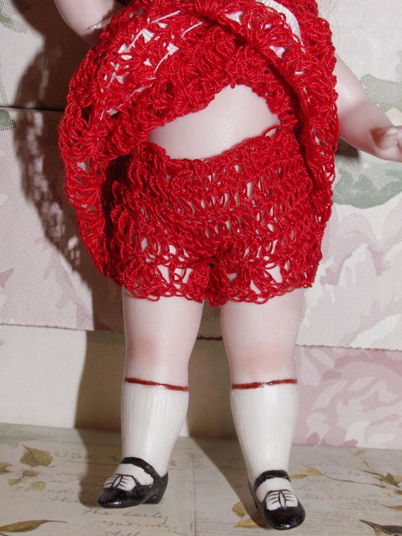 Robe Pour Poupée Ancienne Mignonnette - Dentelle, Taille 11cm, Reproduction