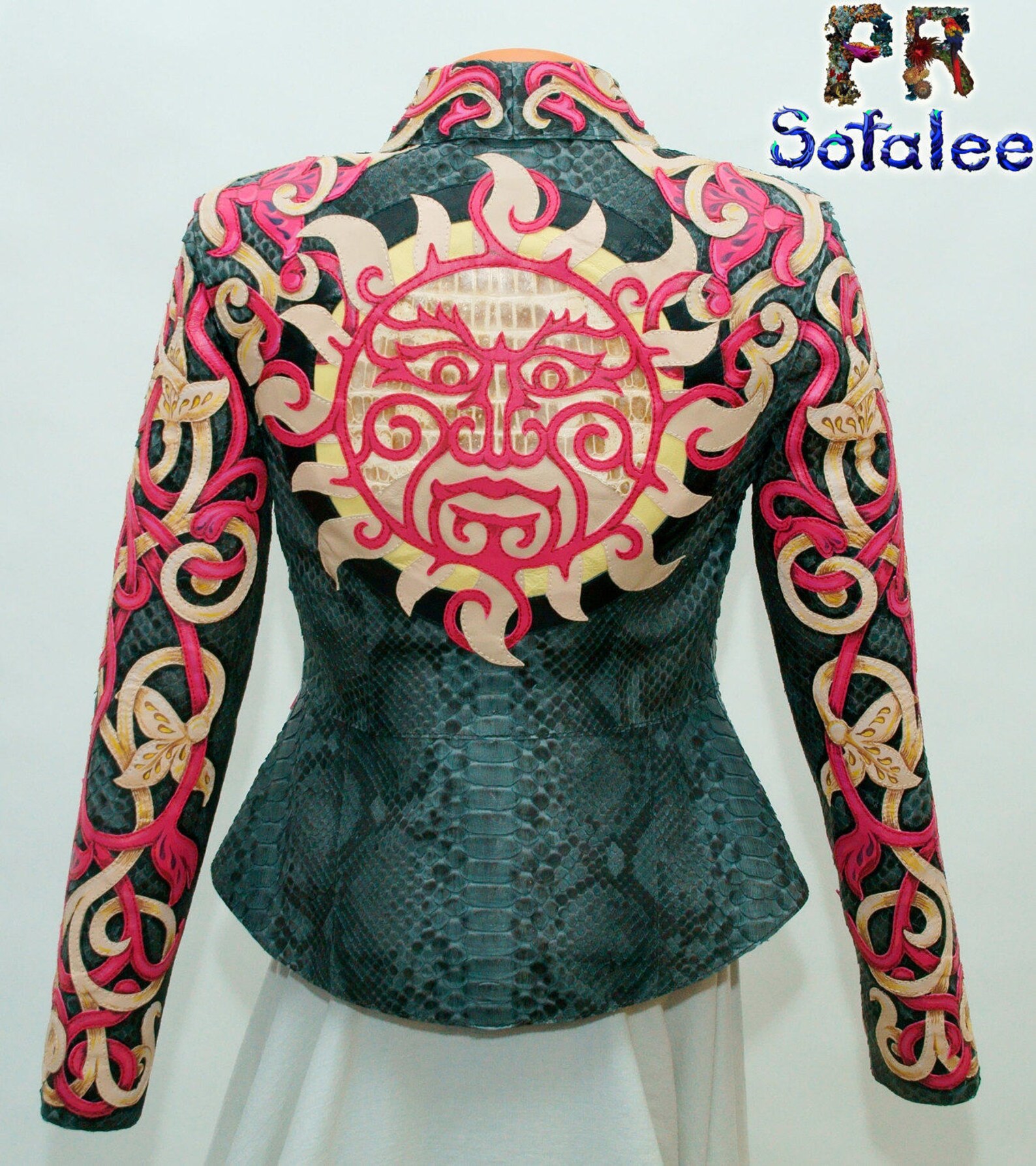Luxury womens Jacket of genuine python snake skin embroidered Etsy