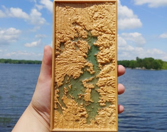 Mini Lake Rosseau Ont. - 3D Topographic Artwork - 8" x 4"
