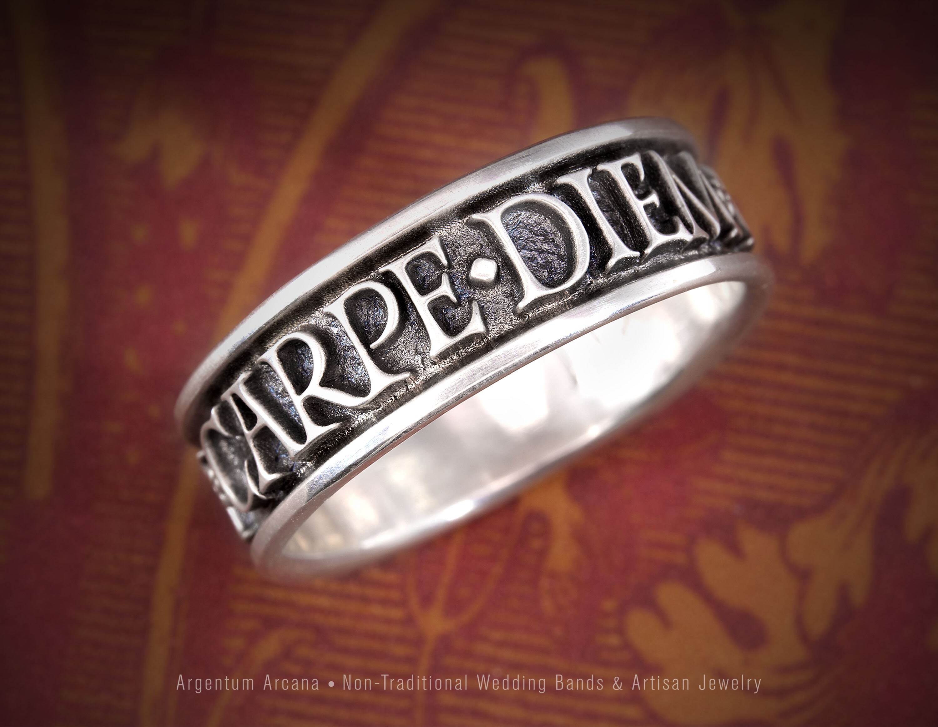Carpe Diem Ring: Sterling Silver Memento Mori, Latin Jewelry 
