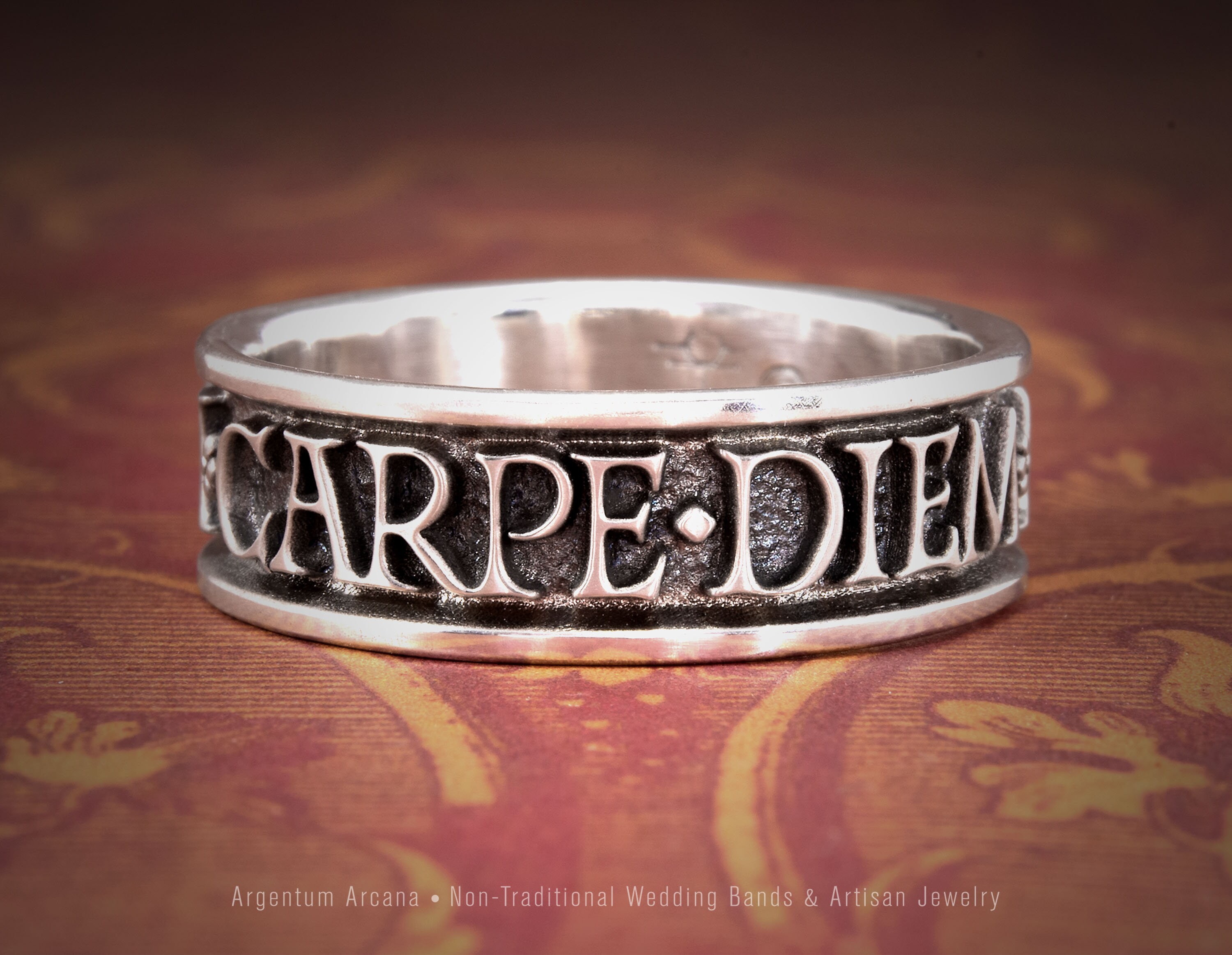 Carpe Diem Ring: Sterling Silver Memento Mori, Latin Jewelry 