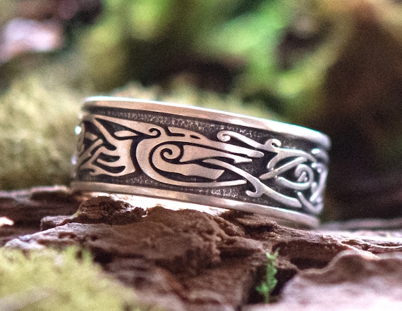 Wolfs 925 Sterling Silber Ring Mit Mondstein – Keltischer Knoten, Verstellbar, Tier-Design