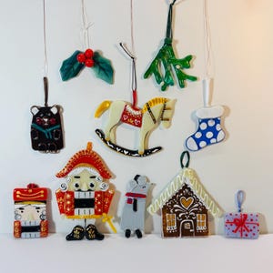 Christmas in fused glass – Nutcracker, mistletoe, rocking horse, and handmade decorations – Collectible pieces