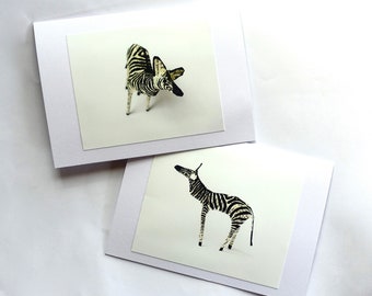 The Zebra Looked Up At The Stars Printed Card Zebra Drawing Illustration Art Print Night Sky Moon and Stars Handmade Cards