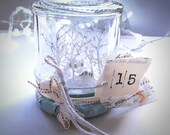 Tiny Forest in a Jar - Miniature Woodland with Snow and Winter Trees Sculpture Decoration and "Life is a journey" message - MADE TO ORDER