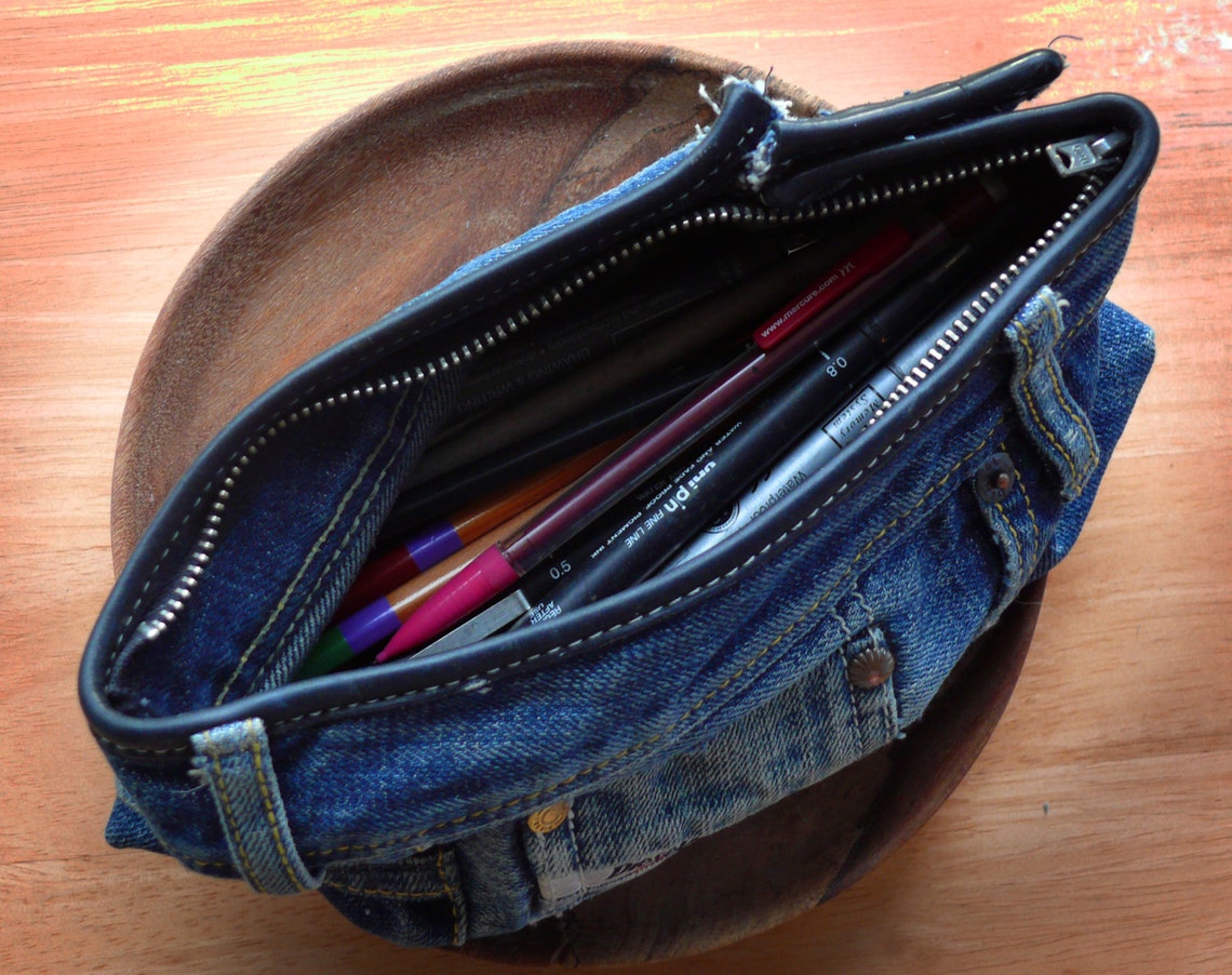 Handmade Recycled Denim Pencil Case MADE TO ORDER Etsy UK
