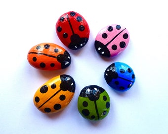 Rainbow Ladybird Stones - READY TO SHIP