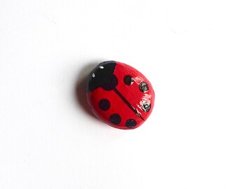 Ladybird Stone | Made To Order | Cute Ladybug Ornament | Handmade Nature Inspired Joy Gifts for Adults | Whimsical Art | Magical Home Decor