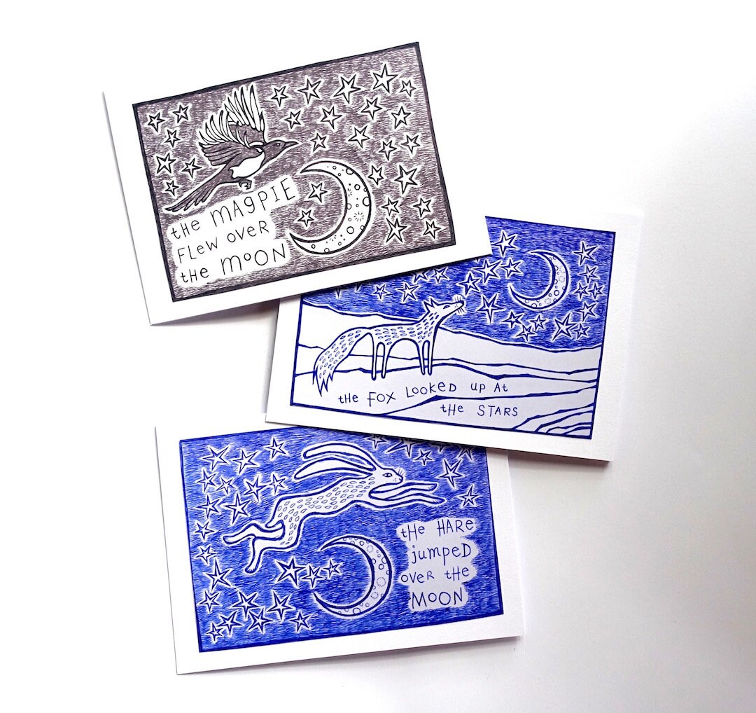 Magpie, Fox and Hare Cards - Set of 3 - READY TO SHIP - Etsy