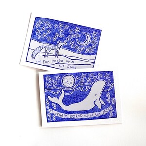 Cartes de lièvre et de baleine - Ensemble de 2 - PRÊT À EXPÉDIER