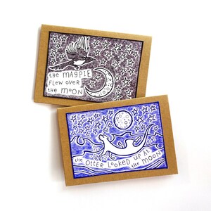 Cartes Magpie et Otter - Ensemble de 2 - PRÊT À EXPÉDIER