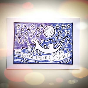 Otter und Mond Karten - VERSANDFERTIG - *Sale*