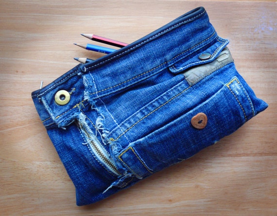 Handmade Recycled Denim Pencil Case | Etsy