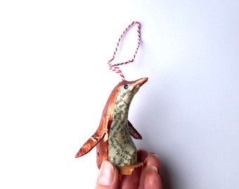 Copper Penguin Decoration - READY TO SHIP