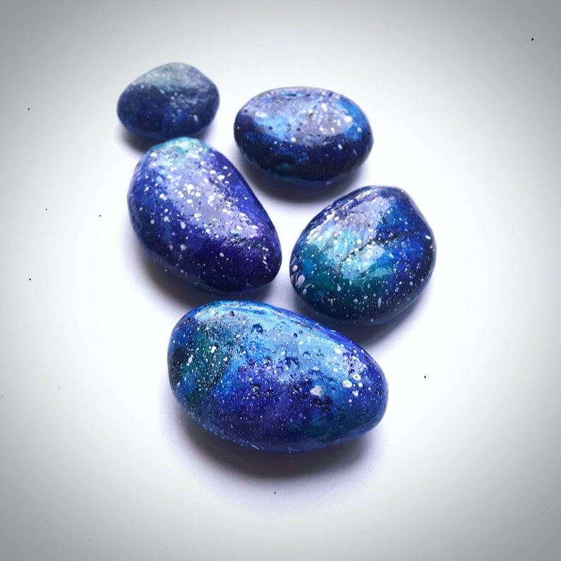 Galaxy Stone Handpainted Illustrated Pebble Decoration Etsy