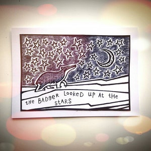 Badger and Stars Giclée Print - PRÊT À EXPÉDIER