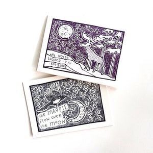 Cartes Orignal et Pie - Ensemble de 2 - PRÊT À EXPÉDIER