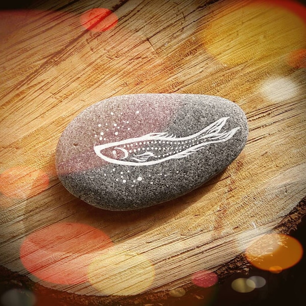Salmon Painted Pebble - MADE TO ORDER