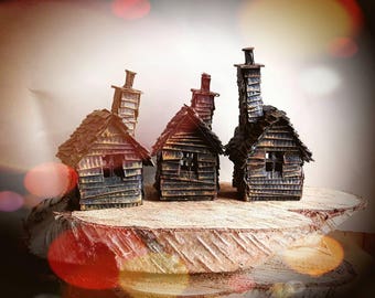 Rustic Halloween Houses - Set of 3 - MADE TO ORDER