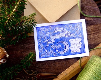 Hare and Moon Card - READY TO SHIP