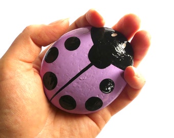 Pastel Purple Ladybird Stone - READY TO SHIP