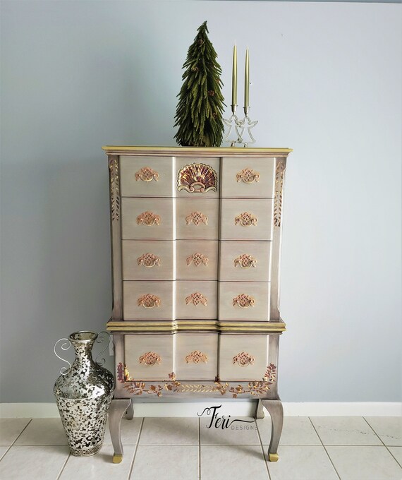 Metallic Silver Bohemian Gold Leaf Bedroom Furniture