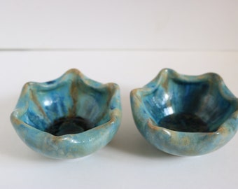 Couple of French Pierrefonds Crystalline Pottery Ashtray Circa 1910-1920 Art Nouveau