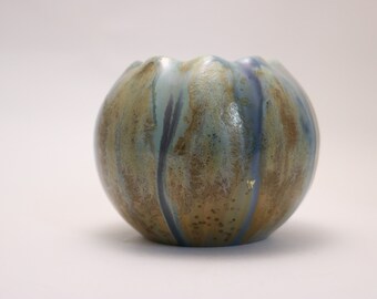 French Pierrefonds Glazed and crytallized Pottery Bowl  Circa 1910-1920 Art Nouveau