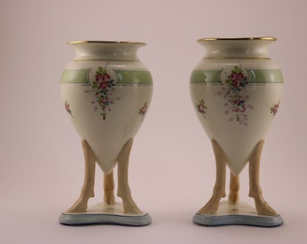 Old French Pierrefonds Fine Earthenware Pair of Vase
