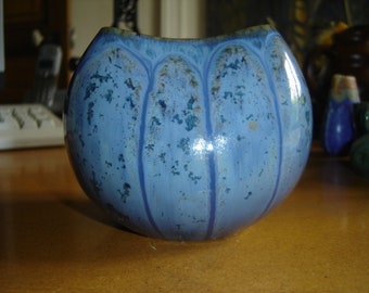 French Pierrefonds Glazed and crytallized Pottery !trillobed Bowl  Circa 1910-1920 Art Nouveau