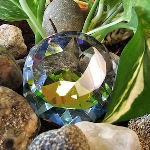 Rainbow Prism Crystal Paperweight: Faceted Sphere