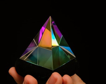 Rainbow Prism Crystal Paperweight: Pyramid