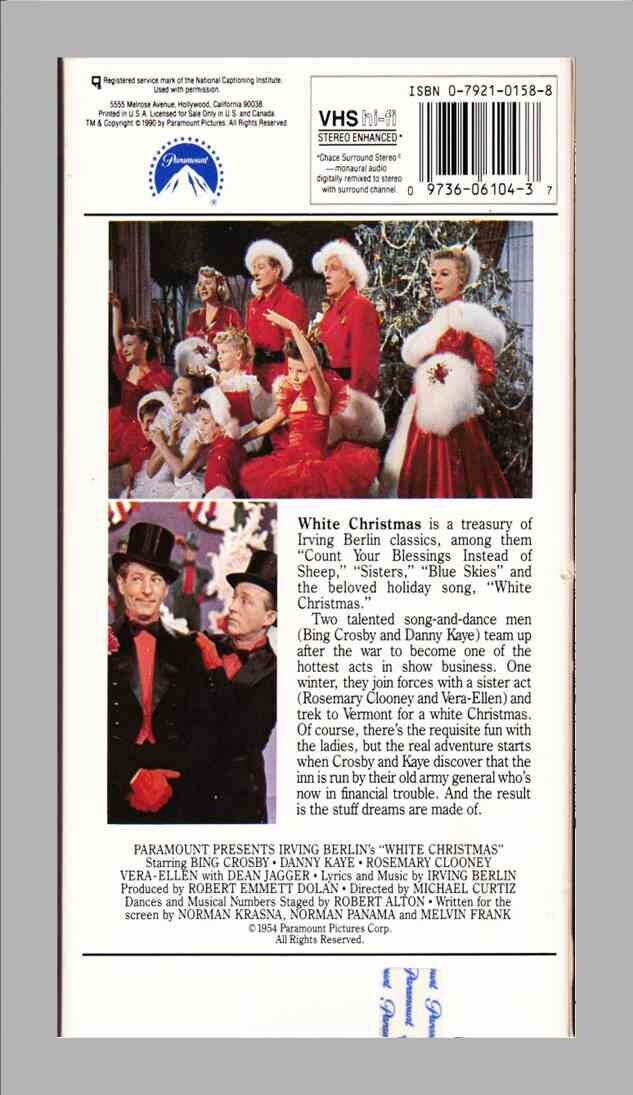 Irving Berlin's White Christmas VHS Tape. Bing Crosby, Danny Kaye