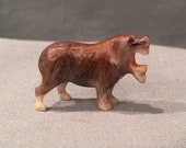 Hand Carved Miniature Animal Figurine. Unique Tiny Resin Detailed Hippo or Bear Carving. Zoo Animal Fairy Garden, Display, Diorama Gift
