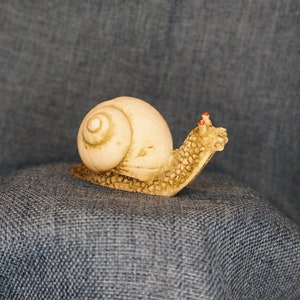 Vintage Snail Figurine. Miniature Made in Italy Gastropod Mollusk Bug. Fairy Garden Dollhouse Diorama Insect Collectible Gift Accessory