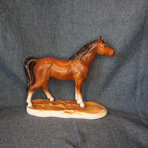 Vintage Ceramic Bay Horse Figurine: Made in Japan Farm Animal Decor