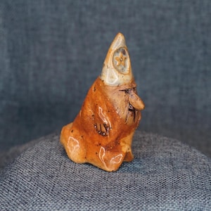 Studio Pottery Wizard Whistle. Vintage Stoneware Collectible Figure: Retro Decor
