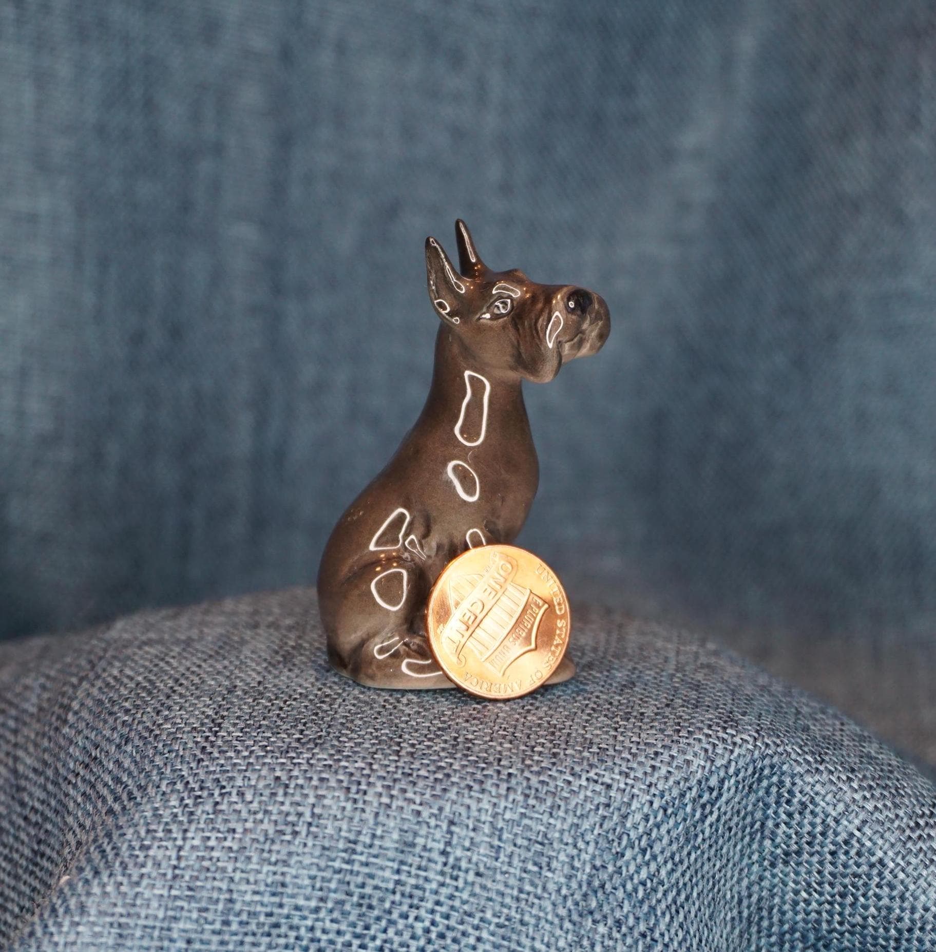 Vintage Miniature Porcelain Schnauzer Figurine - Russia, 2.25