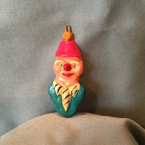 Vintage Hand Painted Clown Charm: Colorful Circus Pendant