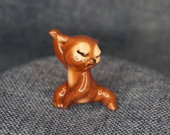 Hagen Renaker Crabby Bear Cub Figurine. Miniature Grumpy Baby Bear Figure. California Pottery Cartoony Hand Painted Animal Gift Accessory