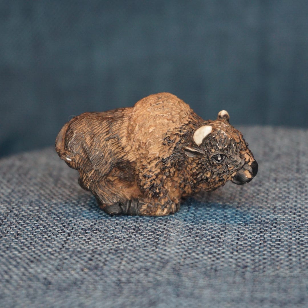 Miniature Bison Ranch Miniature Bison Figurine. Vintage Collectible Buffalo: Doll Diorama ...
