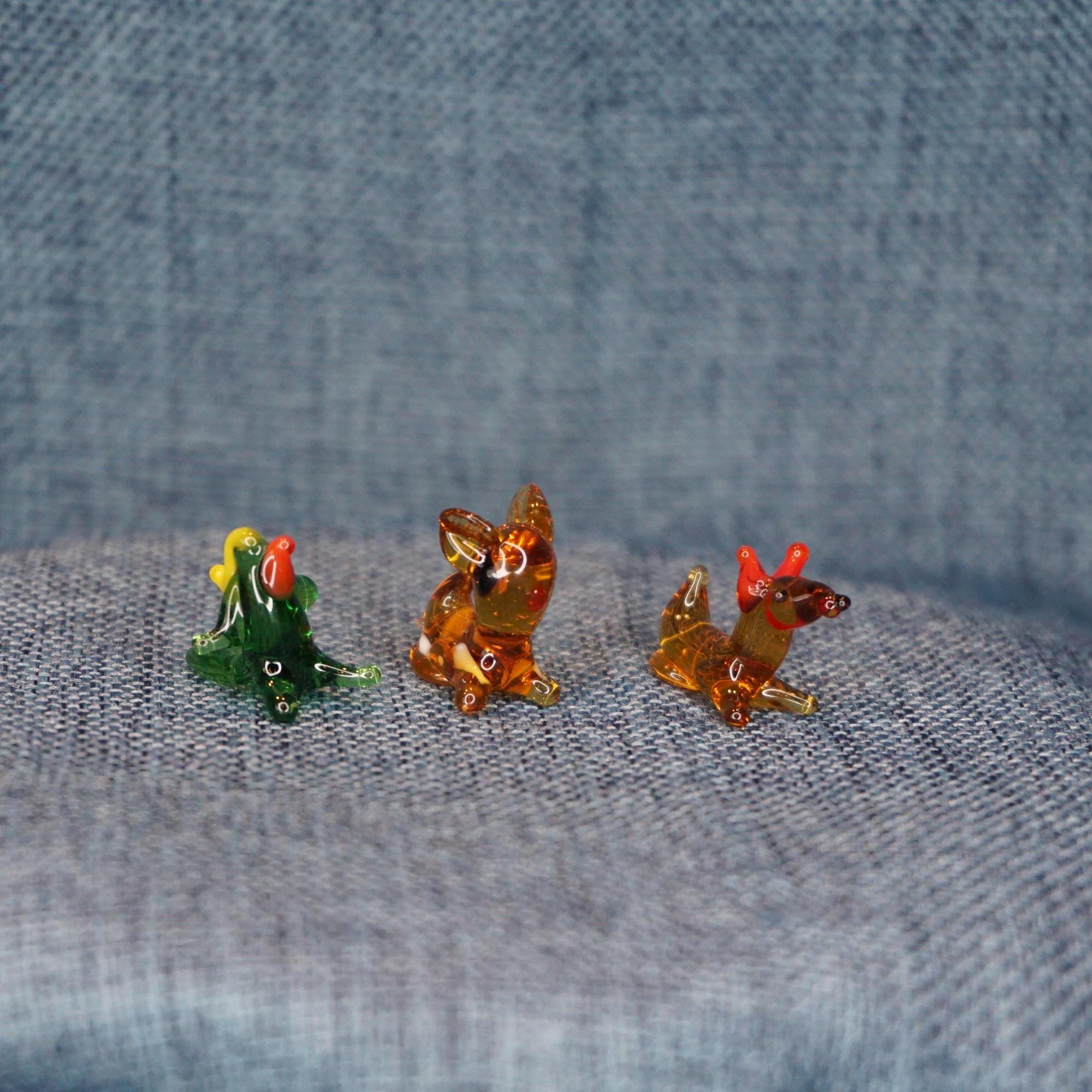 Vintage Lampwork Glass Animal Figurines: Tiny Diorama Decor