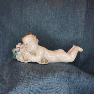 Damaged Volkstedt Porcelain Figurine: Antique Cupid with Flowers (AS-IS)