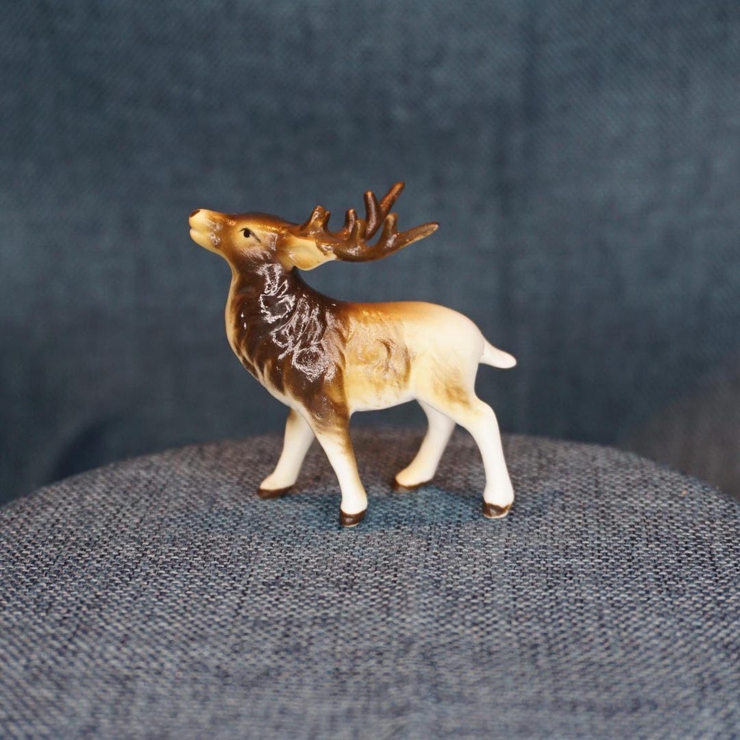 Miniature Elk Figurine. Vintage Porcelain Deer Buck Collectible Gift ...