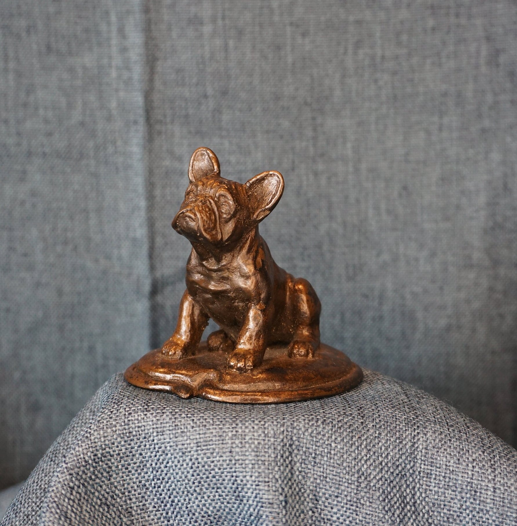 Vintage Resin French Bulldog Figurine: Bronze Look Bully Dog Decor