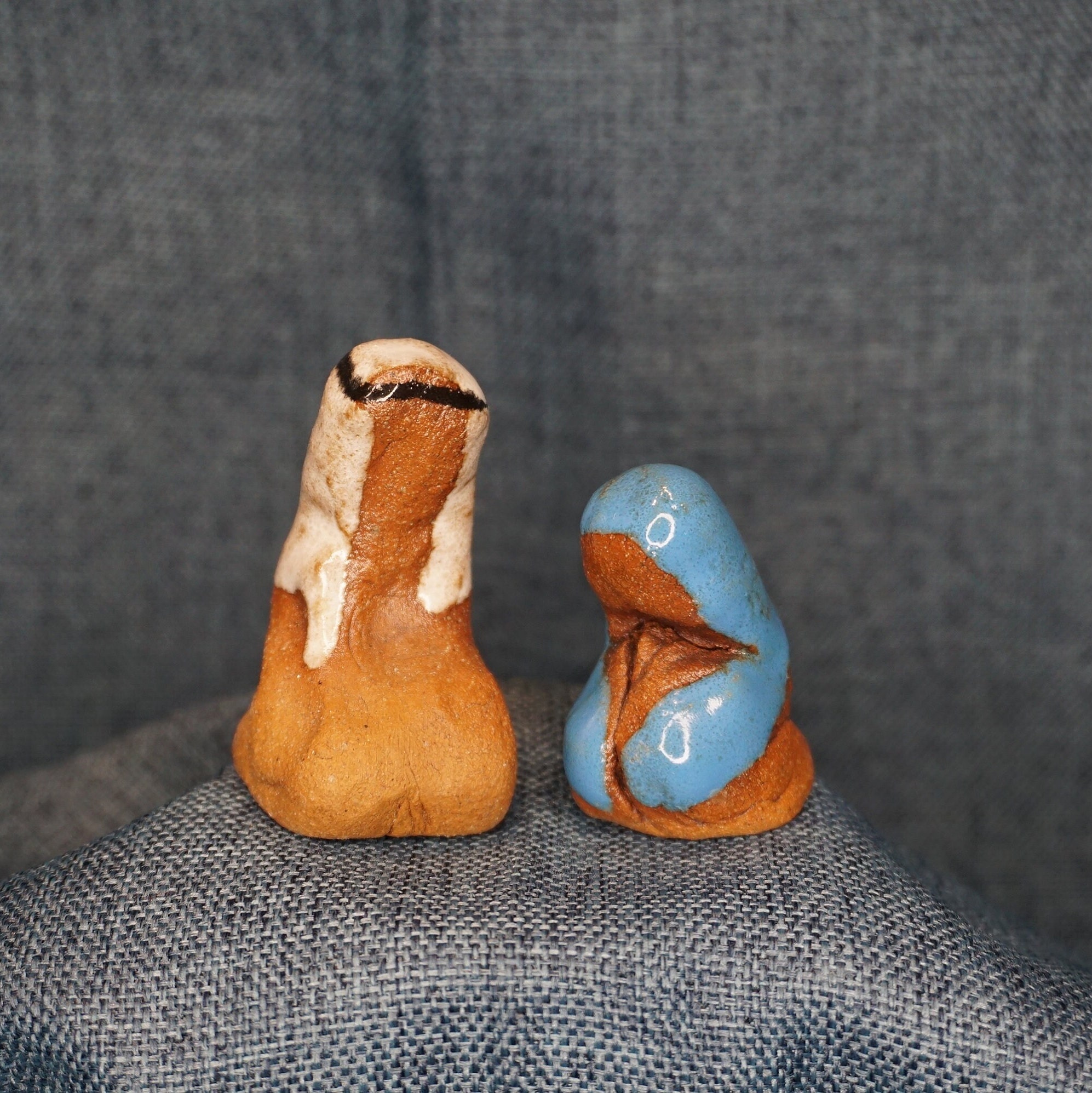 Miniature Stoneware Nativity Scene: Mary and Joseph, Vintage Christmas Decor