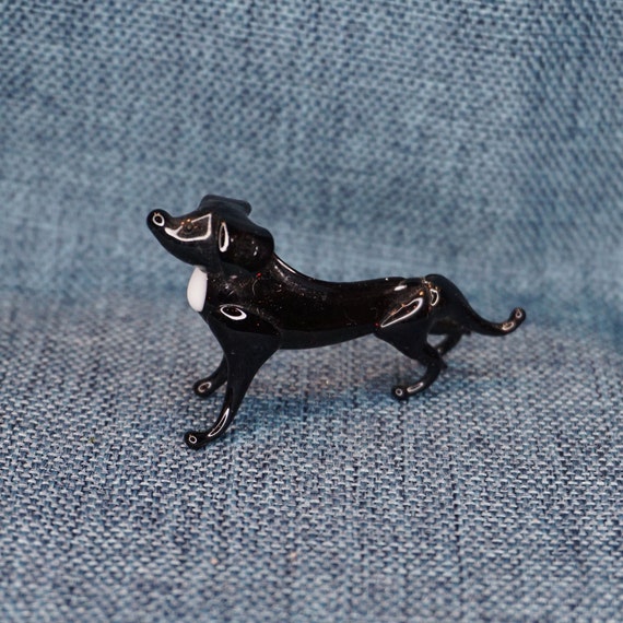 Vintage Black Glass Dog Figurine. Lamp Work Glass Dachshund Etsy