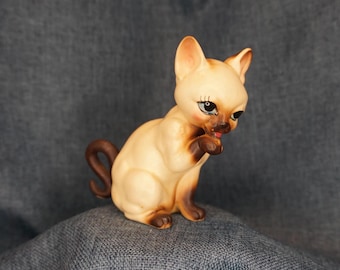 Vintage Cat Figurine Country Artists Siamese Kitten 7” Resin - Etsy